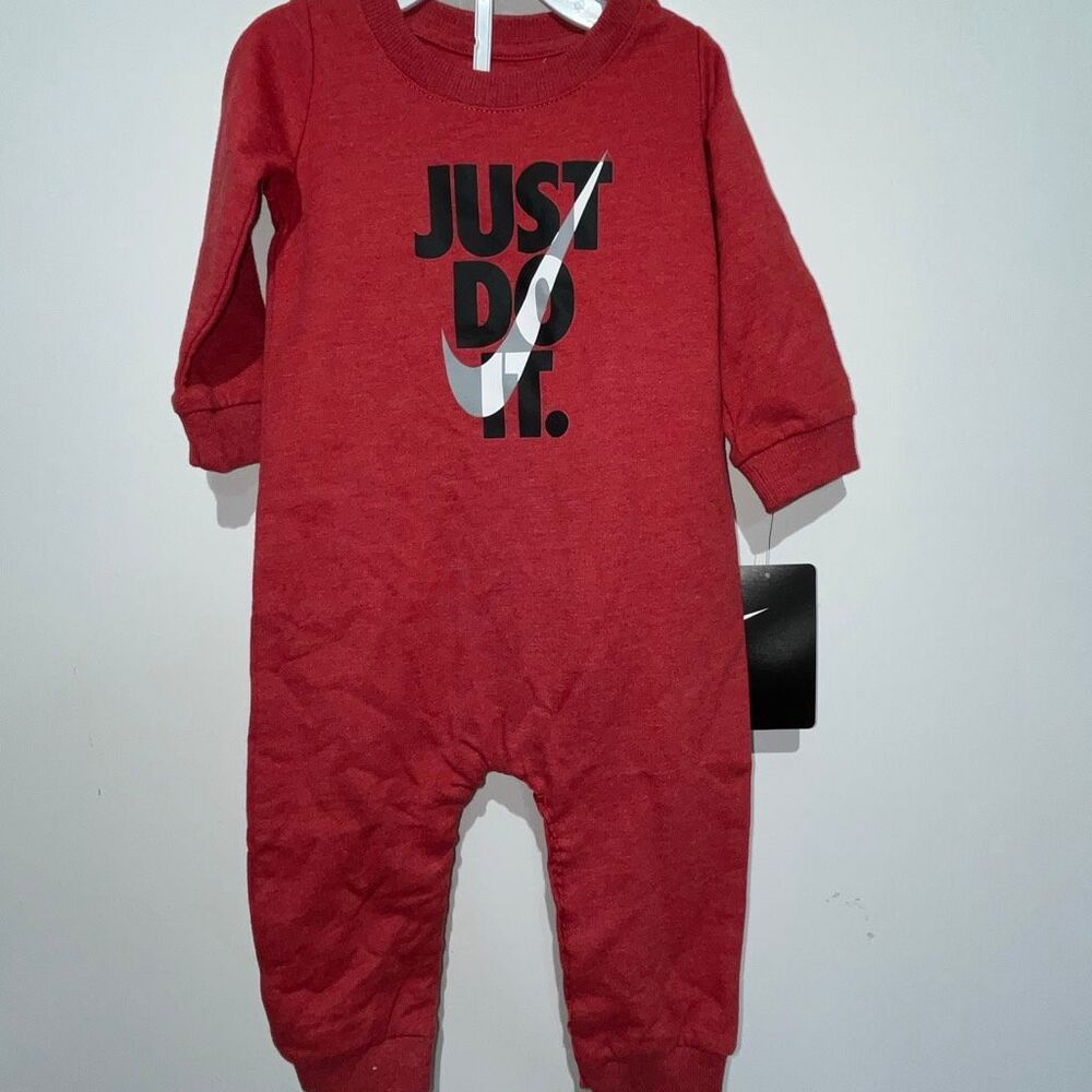 Nike Baby‎ Boy's Red Just Do It Graphic Coverall One Piece Romper Size 9M NWT